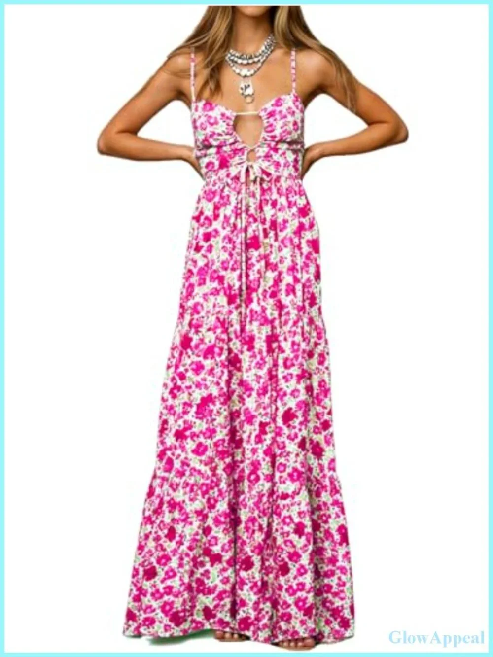 Spaghetti Strap Backless Smocked Milkmaid Flowy Maxi Sundress
